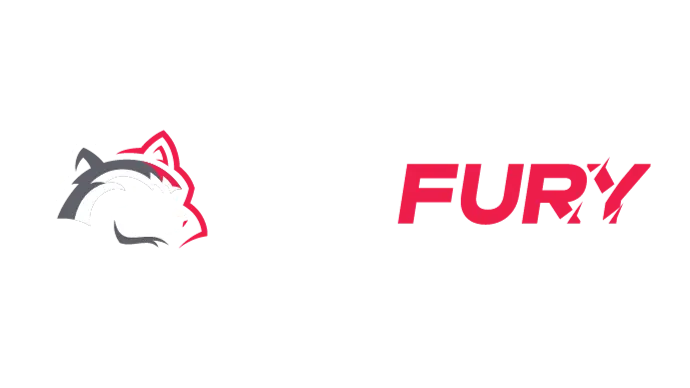 BetFury Casino's official logo with a stylized raccoon's head in white and a red spade on the forehead, alongside the brand name BetFury in bold red letters.