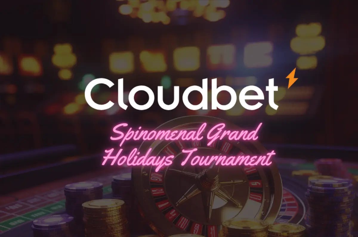 A festive scene featuring a roulette wheel adorned with casino chips and holiday decorations, alongside the tournament name "Spinomenal Grand Holidays Tournament," representing the celebratory atmosphere and exciting prizes of the event.