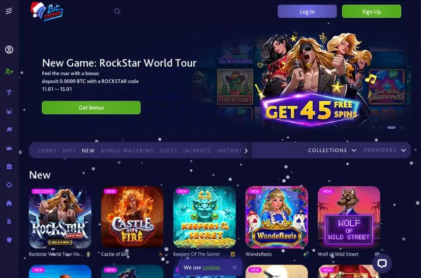 Screenshot of 7bit Casino's Homepage, showcasing the platform's features and layout.